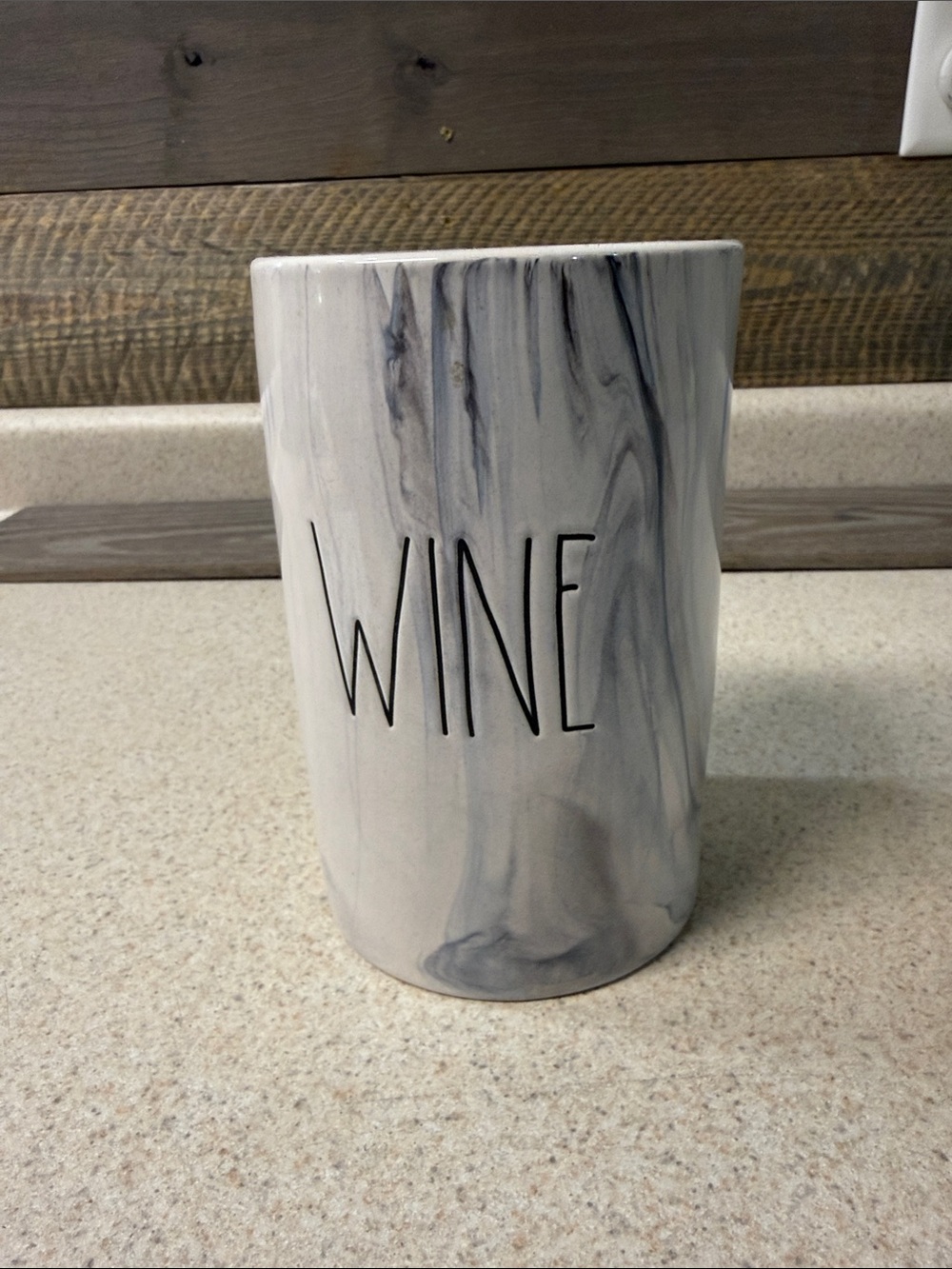 Rae Dunn Marble Look WINE Canister - White and Gray